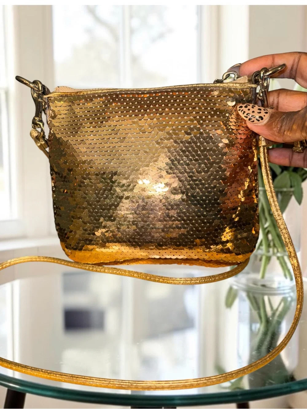RARE Vintage Coach Poppy Gold Sequin Crossbody Bag w. Hangtag Y2K
